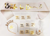 Nessiworld Gold Color Bride Party Crown Sash Tattoo Bracelet Set Full 13 Pieces